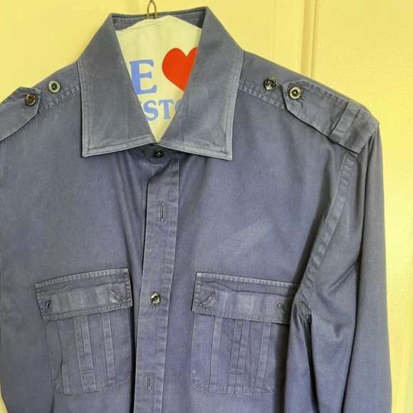 Gucci Duke Mens Button Down Dress Shirt, Blue Double Front Pocket Sz 39/15.5 - Picture 3 of 10